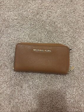 Michael Kors Brown Zip-Around Leather Wallet